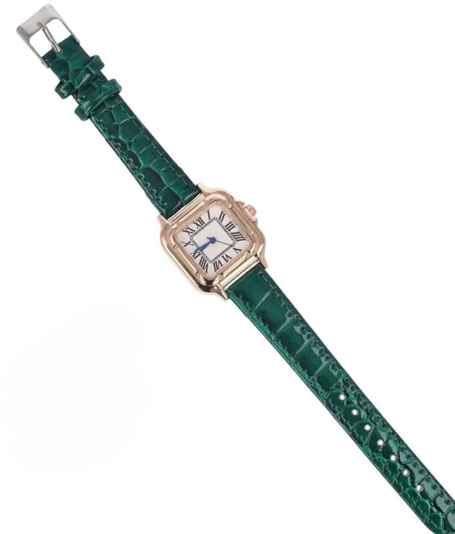 Orologio quadrante quadrato con cinturino verde