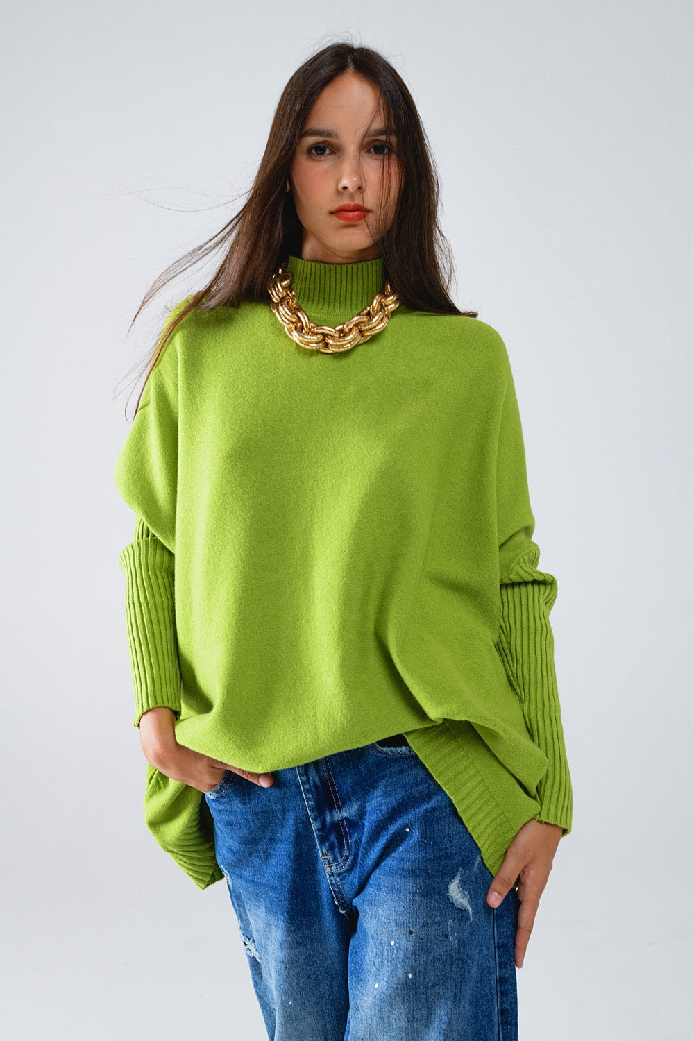 Maglione verde oversize